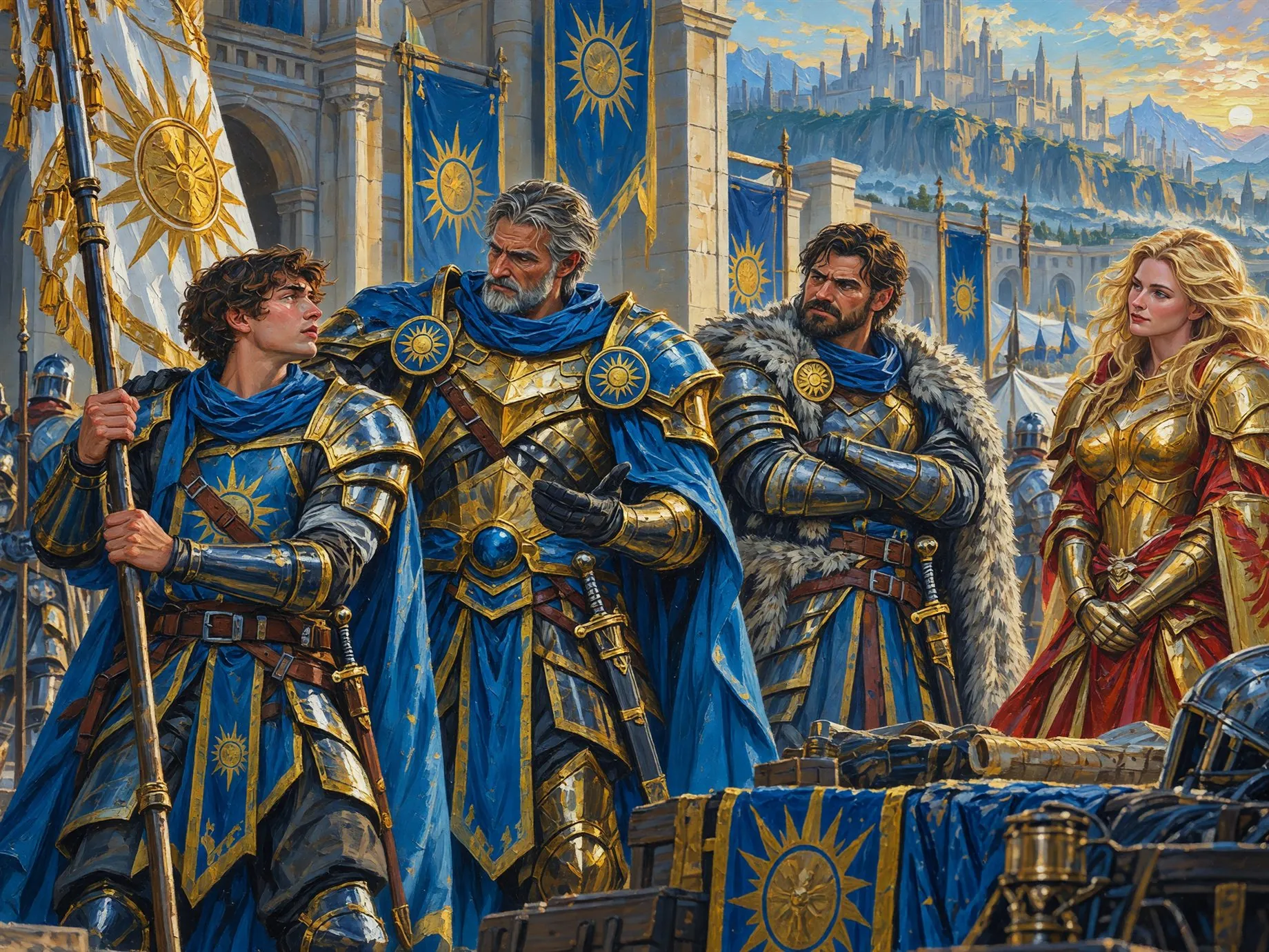 Tomas with Gabriel, Kaelen and Seris in the courtyard of Aureth's Watch
